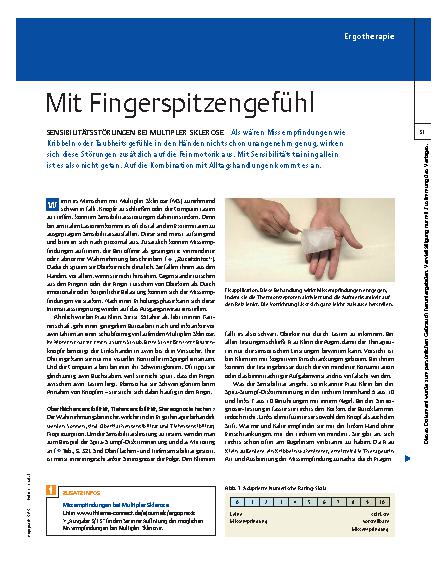 Vorschauseite 1: Sensibilitätsstörungen bei Multipler Sklerose – Mit Fingerspitzengefühl