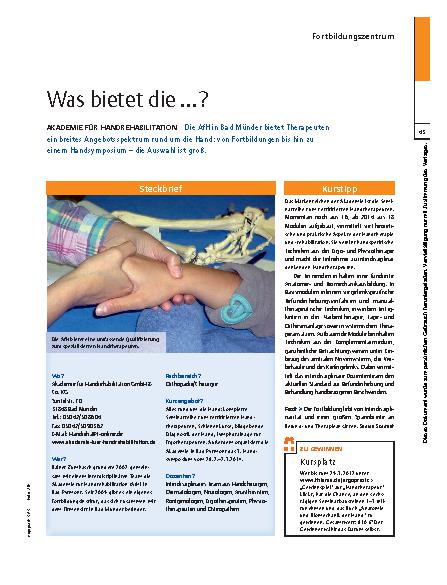 Vorschauseite 1: Akademie für Handrehabilitation – Was bietet die ...?