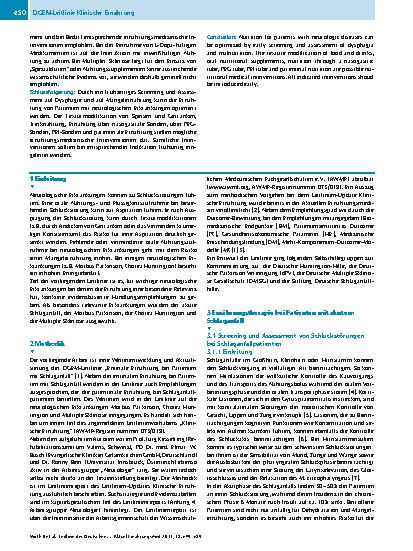 Vorschauseite 2: Leitlinie der Deutschen Gesellschaft für Ernährungsmedizin (DGEM) in Zusammenarbeit mit der GESKES, der AKE, der DGN und der DGG