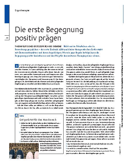 Vorschauseite 1: Therapeutisches Erstgespräch bei Demenz – Die erste Begegnung positiv prägen