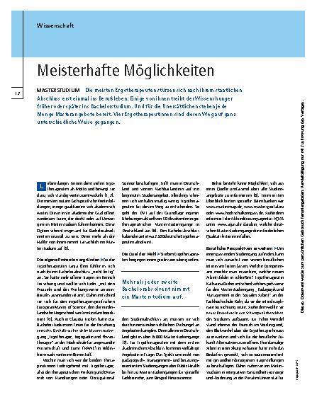 Vorschauseite 1: Masterstudium – Meisterhafte Möglichkeiten