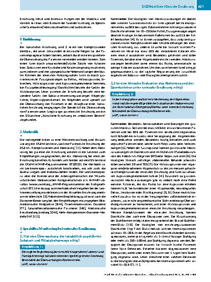 Vorschauseite 2: S3-Leitlinie der Deutschen Gesellschaft für Ernährungsmedizin (DGEM) in Zusammenarbeit mit der GESKES und der AKE