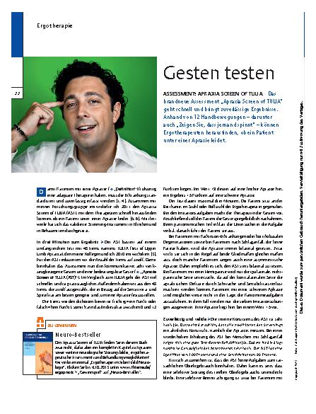 Vorschauseite 1: Assessment: Apraxia Screen of TULIA – Gesten testen