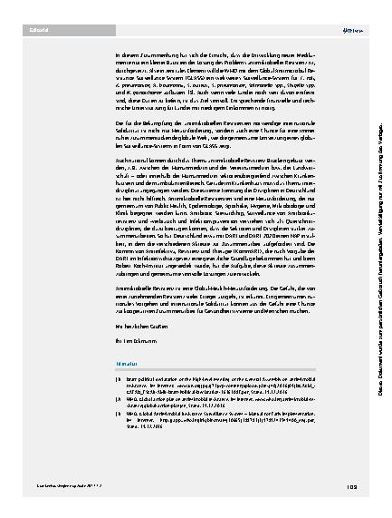 Vorschauseite 2: Antimikrobielle Resistenz als Global-Health-Herausforderung