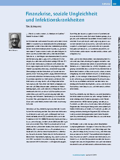 Vorschauseite 1: Finanzkrise, soziale Ungleichheit und Infektionskrankheiten