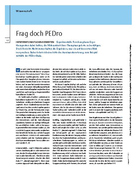 Vorschauseite 1: Interventionsstudien bewerten – Frag doch PEDro