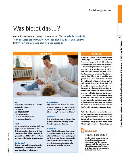 Vorschauseite 1: Europäische Shiatsu Institut – ESI Berlin – Was bietet das ... ?