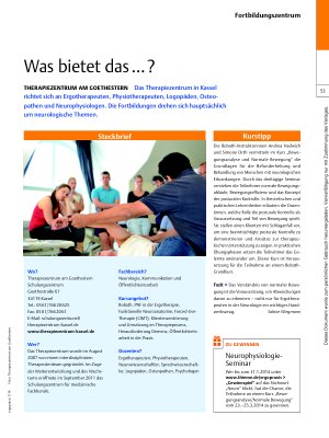 Vorschauseite 1: Was bietet das Therapiezentrum am Goethestern?