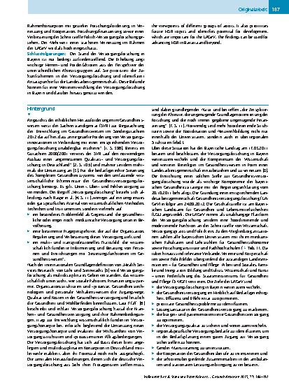 Vorschauseite 2: Stand und Potenziale der Versorgungsforschung: Die Perspektive der Akteure in Bayern