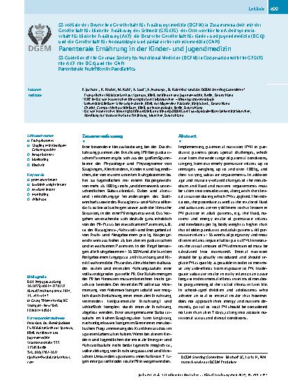 Vorschauseite 1: S3-Leitlinie der Deutschen Gesellschaft für Ernährungsmedizin (DGEM) in Zusammenarbeit mit der Gesellschaft für klinische Ernährung der Schweiz (GESKES), der Österreichischen Ar…