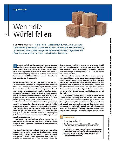 Vorschauseite 1: Box and Block Test – Wenn die Würfel fallen