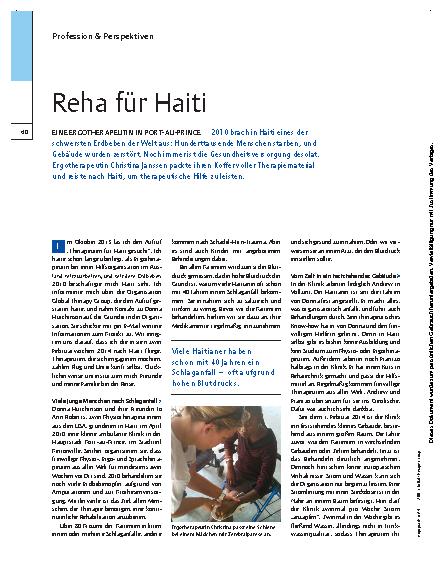 Vorschauseite 1: Eine Ergotherapeutin in Port-au-Prince – Reha für Haiti