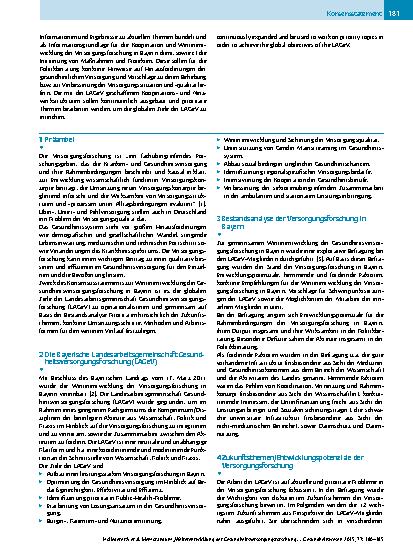 Vorschauseite 2: Memorandum „Weiterentwicklung der Gesundheitsversorgungsforschung in Bayern aus Sicht der Landesarbeitsgemeinschaft Gesundheitsversorgungsforschung: Status quo – Entwicklungspoten…