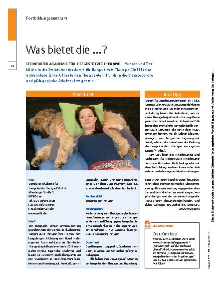 Vorschauseite 1: Was bietet die Steinfurter Akademie für tiergestützte Therapie?