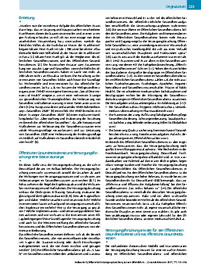 Vorschauseite 2: Versorgungsforschung für den Öffentlichen Gesundheitsdienst (ÖGD) und das öffentliche Gesundheitswesen