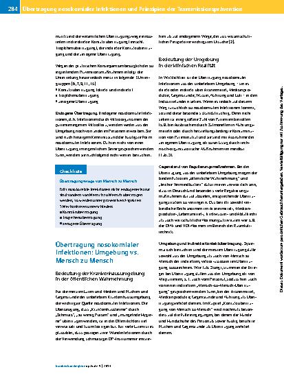 Vorschauseite 4: Übertragung nosokomialer Infektionen und Prinzipien der Transmissionsprävention