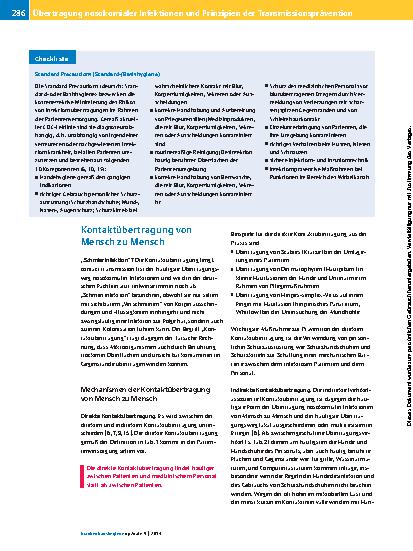 Vorschauseite 6: Übertragung nosokomialer Infektionen und Prinzipien der Transmissionsprävention