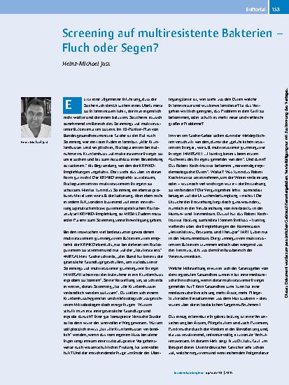 Vorschauseite 1: Screening auf multiresistente Bakterien – Fluch oder Segen?