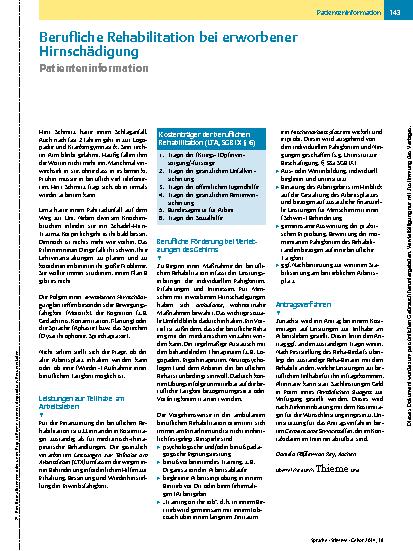 Vorschauseite 1: Berufliche Rehabilitation bei erworbener Hirnschädigung