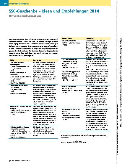Vorschauseite 1: SSG-Geschenke – Ideen und Empfehlungen 2014