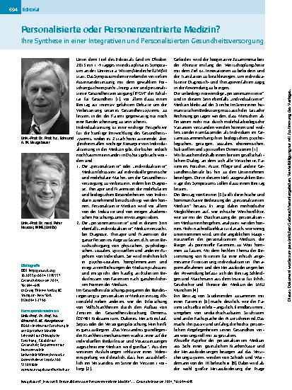 Vorschauseite 1: Personalisierte oder Personenzentrierte Medizin?