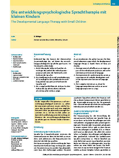 Vorschauseite 1: Die entwicklungspsychologische Sprachtherapie mit kleinen Kindern