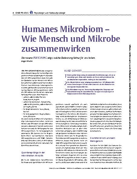 Vorschauseite 1: Humanes Mikrobiom – Wie Mensch und Mikrobe zusammenwirken