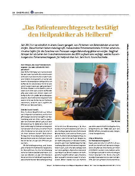 Vorschauseite 1: „Das Patientenrechtegesetz bestätigt den Heilpraktiker als Heilberuf“