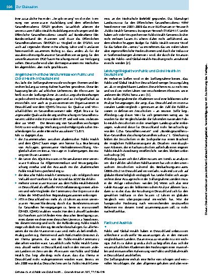 Vorschauseite 3: Public und Global Health in Deutschland stärken – Eine Einordnung der Stellungnahme „Public Health in Deutschland“ der wissenschaftlichen Akademien vom 16.6.2015