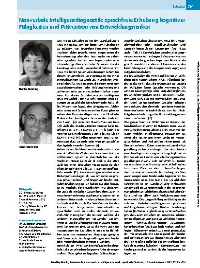 Vorschauseite 1: Nonverbale Intelligenzdiagnostik: sprachfreie Erhebung kognitiver Fähigkeiten und Prävention von Entwicklungsrisiken