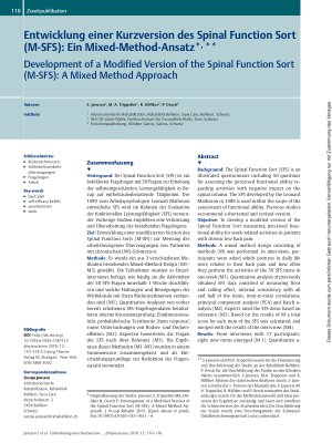 Vorschauseite 1: Entwicklung einer Kurzversion des Spinal Function Sort (M-SFS): Ein Mixed-Method-Ansatz,