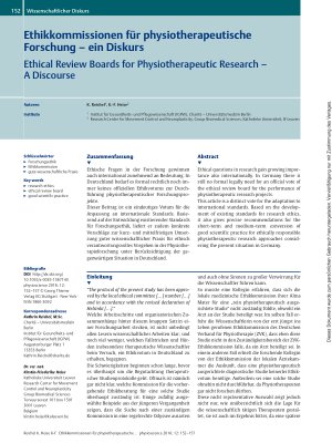 Vorschauseite 1: Ethikkommissionen für physiotherapeutische Forschung – ein Diskurs