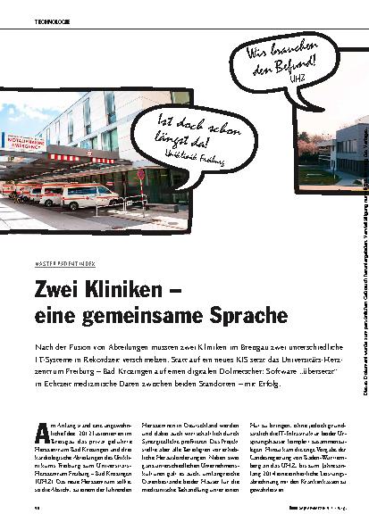 Vorschauseite 1: Zwei Kliniken – eine gemeinsame Sprache