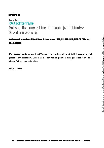 Vorschauseite 1: Gutachtenfälle – Welche Dokumentation ist aus juristischer Sicht notwendig?
