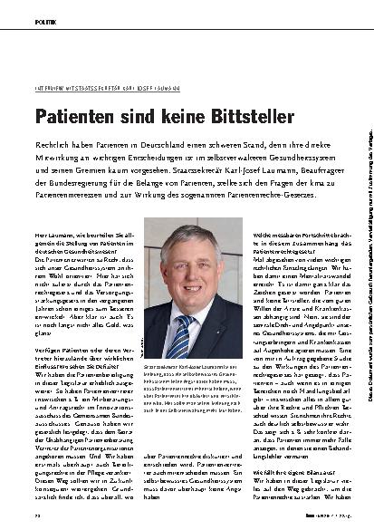 Vorschauseite 1: Interview mit Staatssekretär Karl-Josef Laumann: Patienten sind keine Bittsteller
