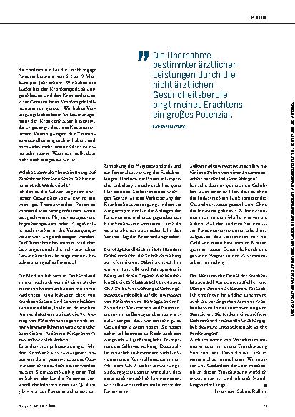 Vorschauseite 2: Interview mit Staatssekretär Karl-Josef Laumann: Patienten sind keine Bittsteller