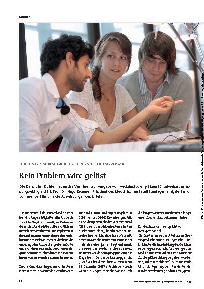 Vorschauseite 1: Bundesverfassungsgericht-Urteil Zur Studienplatzvergabe: Kein Problem wird gelöst