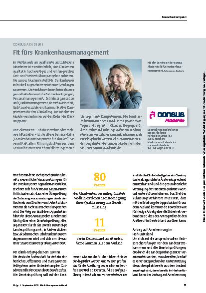 Vorschauseite 3: Fort- und Weiterbildung: Ausländische Ärzte: Wege in den Arbeitsmarkt