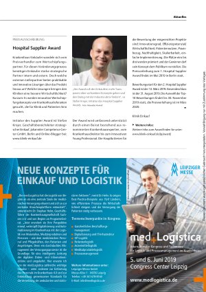 Vorschauseite 1: Preisausschreibung: Hospital Supplier Award