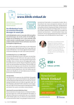 Vorschauseite 1: Einkäufer-Blog Beschaffungskongress der Krankenhäuser: Der Klinikeinkauf steht vor enormen Herausforderungen im neuen Jahr