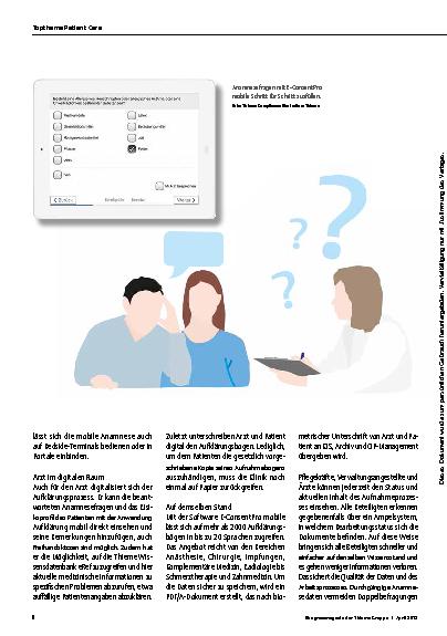Vorschauseite 2: Patientenkommunikation 2.0: Vom Papier zum mobilen Prozess: Digitaler Workflow für Aufnahme und Aufklärung