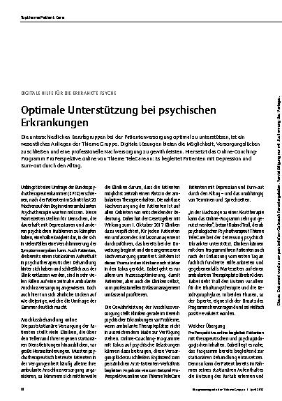 Vorschauseite 1: Digitale hilfe für die erkrankte Psyche: Optimale Unterstützung bei psychischen Erkrankungen