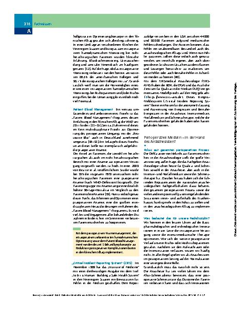 Vorschauseite 5: Patientensicherheit in der Anästhesie – Kann der Anästhesist das Outcome verbessern?