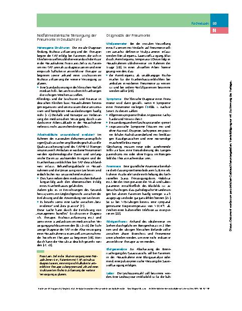 Vorschauseite 2: Ambulant erworbene Pneumonie in der Notfallmedizin – Sind Diagnostik- und Behandlungsstandards in der Notaufnahme hilfreich?