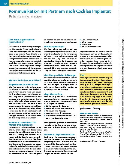 Vorschauseite 1: Kommunikation mit Partnern nach Cochlea Implantat