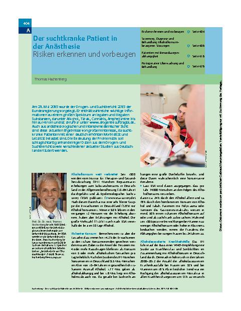 Vorschauseite 1: Der suchtkranke Patient in der Anästhesie – Risiken erkennen und vorbeugen