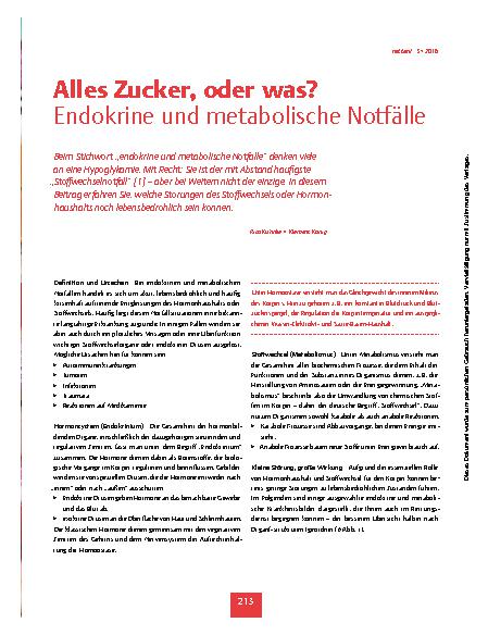 Vorschauseite 2: Alles Zucker, oder was? - Endokrine und metabolische Notfälle