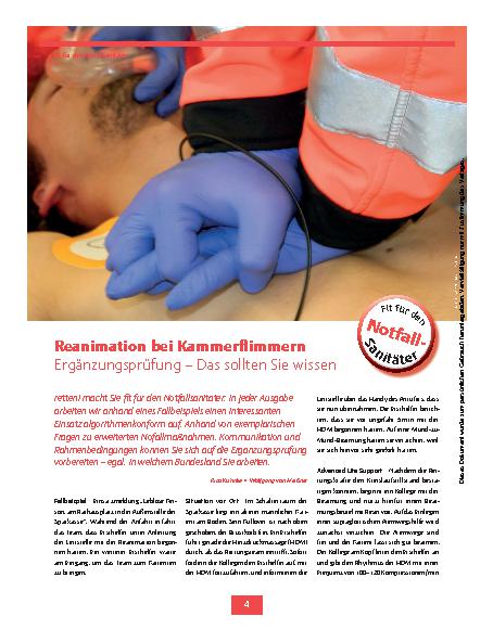 Vorschauseite 1: Reanimation bei Kammerflimmern – Ergänzungsprüfung – Das sollten Sie wissen