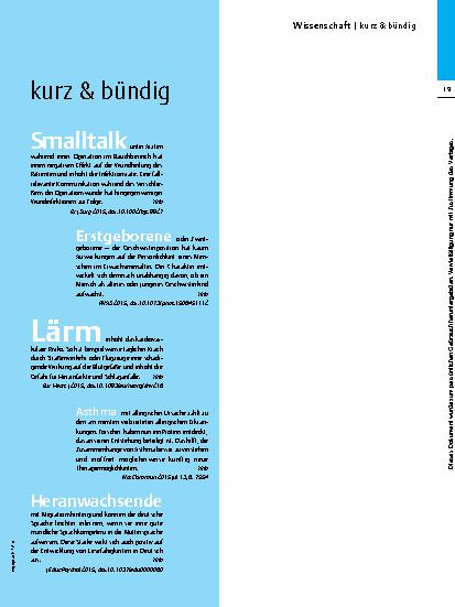 Vorschauseite 1: kurz & bündig