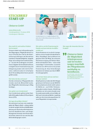 Vorschauseite 1: Steckbrief Start-Up: Cliniserve GmbH